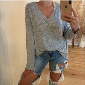 Ribbed Long Sleeve Heather Gray